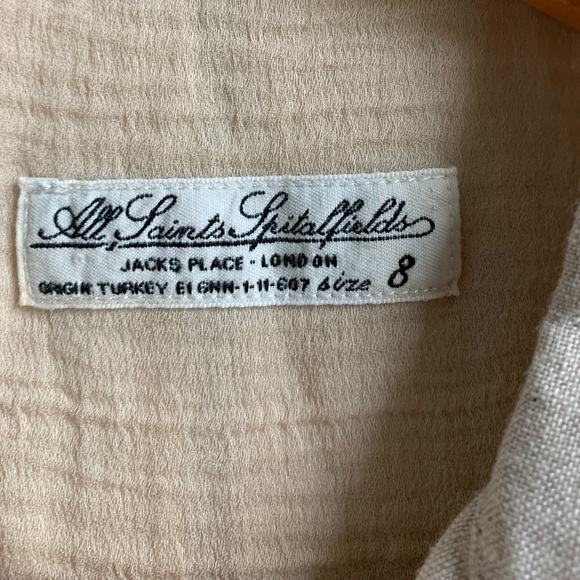 All Saints Cream Button Down Sleeveless SZ 8 Tunic - Picture 5 of 6